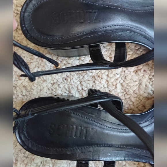 Schutz Brynn Mid Block Leather Sandal size 36.5 - Picture 10 of 13